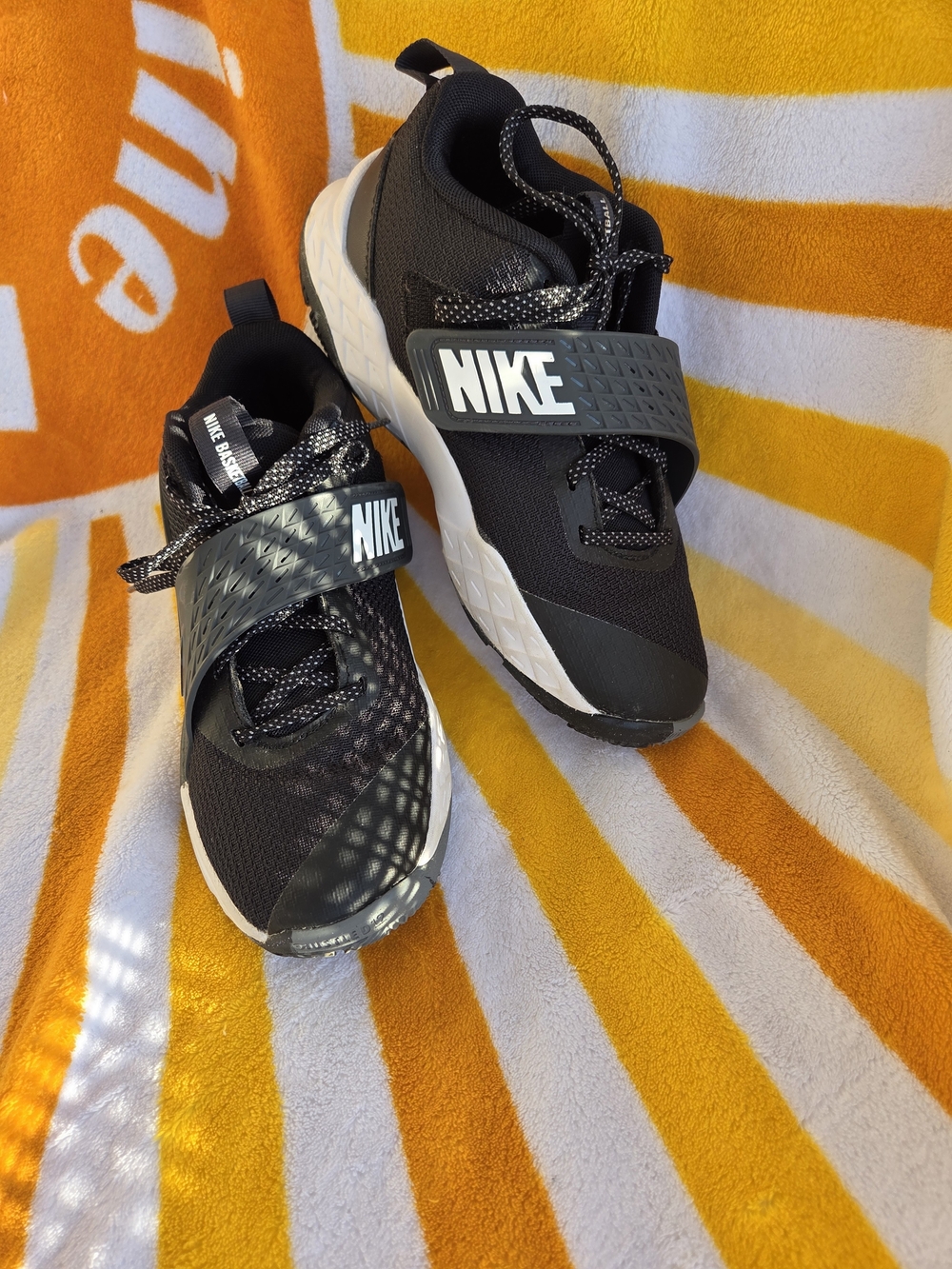 Nike Kids Black and White Velcro Strap Sneakers